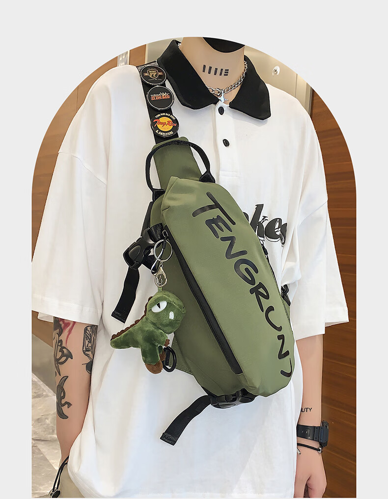 JINSHIWQ Men's Crossbody Bag Outdoor Sports Shoulder Bag Trendy Versatile Women's Small Backpack Simple Casual Large Capacity Waist Bag 1