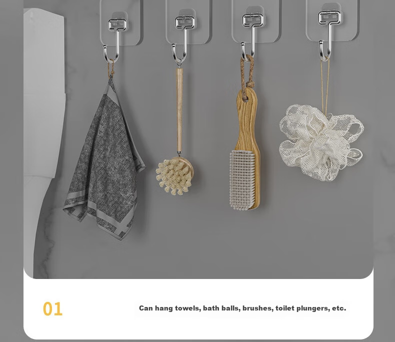 Bingyou Large Hooks, Adhesive Hooks, Pack of 10, Strong And Traceless, Extra Large, for Kitchen And Bathroom, No Drilling Or Nailing Required, Door-Back Coat Hangers 25