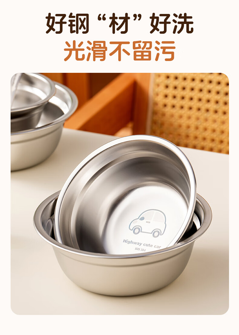 OnlyCook 304 Stainless Steel Bowl Baby Food Bowl Rice Bowl Soup Bowl Children's Small Soup Basin Tableware Plate - Little Dinosaur 1