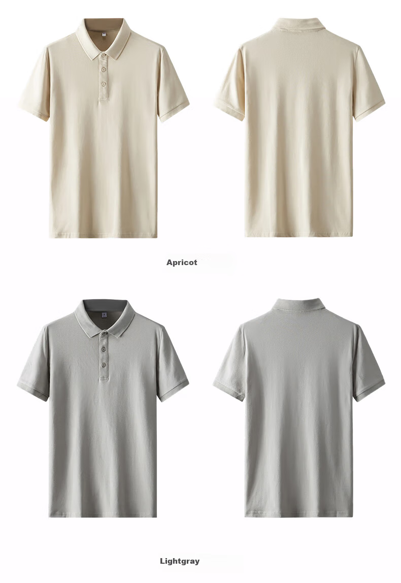 Jeanswest POLO Shirt for Men, Short Sleeve, 2026 Summer New Style, Pure Cotton, Trendy Casual Versatile Top, Light Gray, XL 7