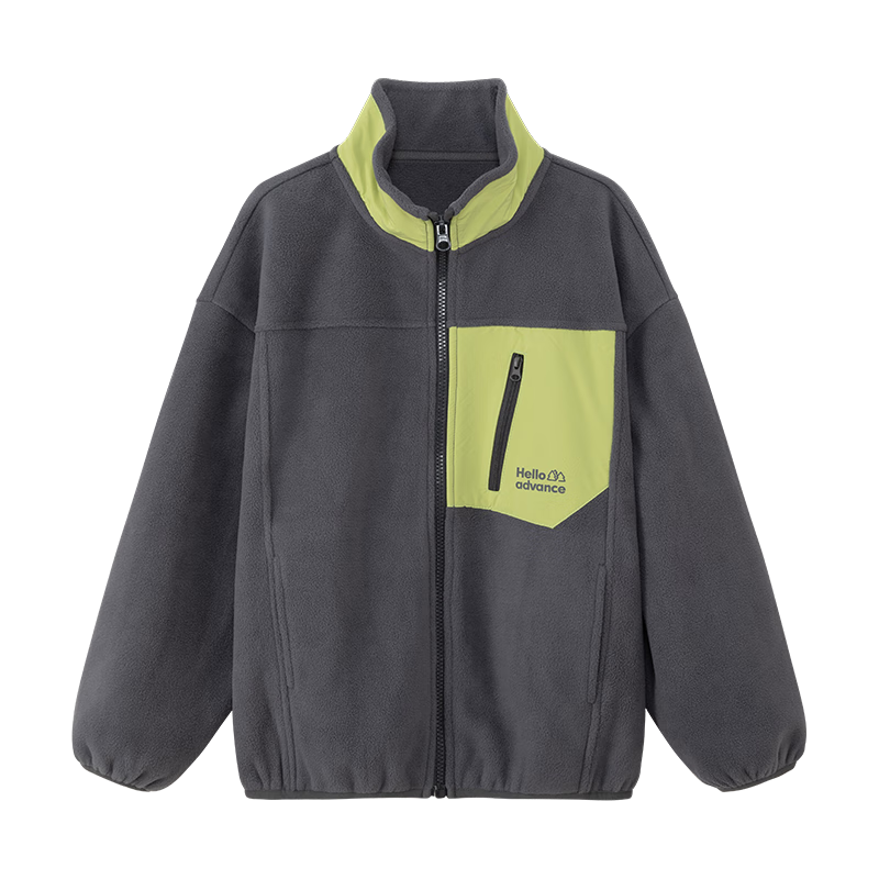 Zuoxi Boys' Fleece Jacket, 2026 New Spring Outerwear, Children's Heat-Resistant Anti-Static Fleece Coat, Dark Gray, Size 130