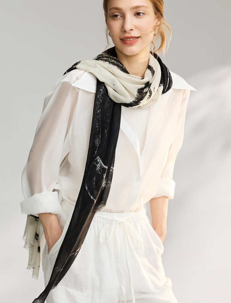ELLE [Gift Box Set] 100% Modal Silk Scarf Women's Spring Summer Shawl Wrap Gift for Mom Girlfriend 34
