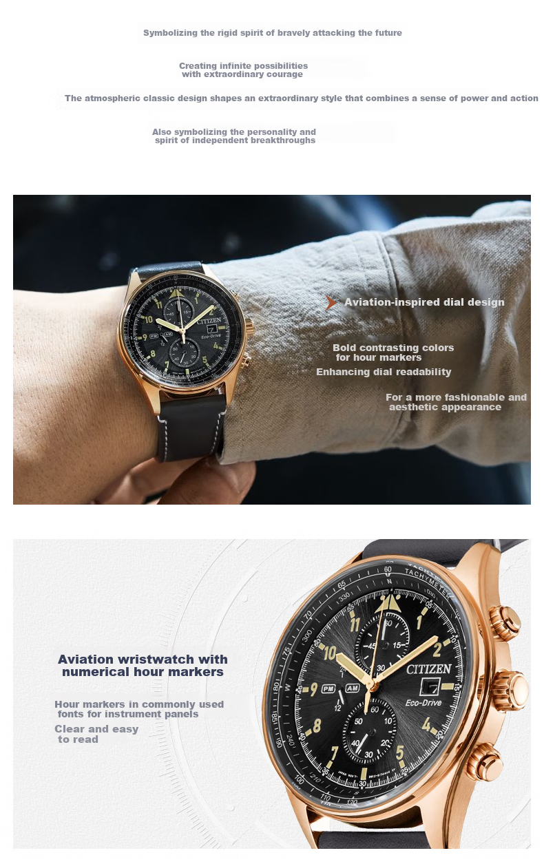 CITIZEN Watch for Men, Japanese And Korean Style, FF Series, Eco-Drive, Date Display Dial, Leather Strap, Student Gift for Boyfriend, CA0773-15E 4