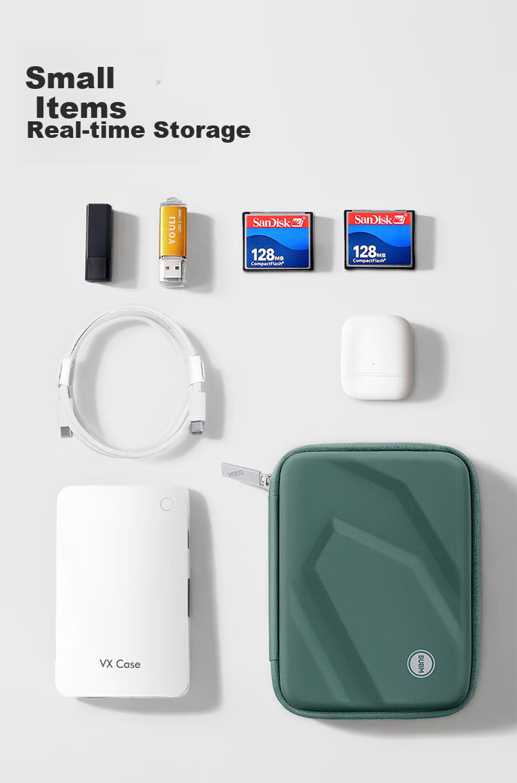 BUBM 2.5-Inch Portable Hard Drive Case, Multifunctional Cable Storage Box, USB Flash Drive And Phone Case, Power Bank And Earphone Protective Sleeve, Digital Accessory Storage Bag, Gree 2