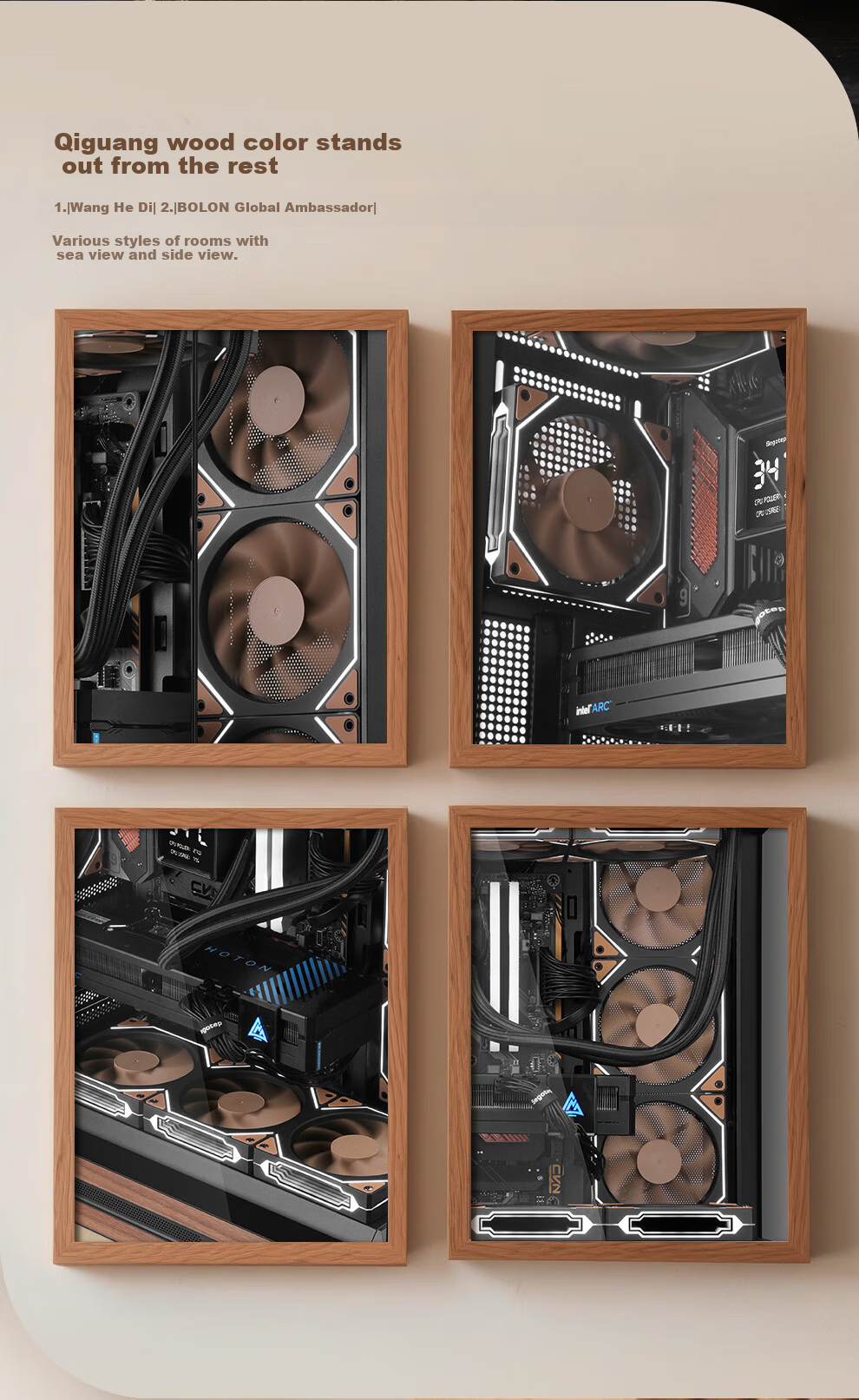 Segotep Muyu 12 Black Reverse Infinite Mirror Fan (White Light Effects/PWM Temperature Control/Wooden Fan Blades/Vibration Reduction 9 Fan Blades Desktop Computer 12cm Case Fan) 2