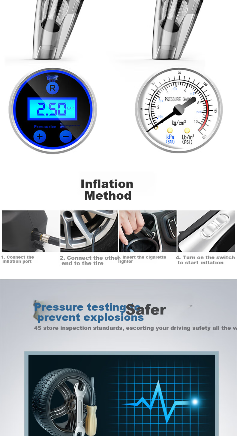 Jumu Car Vacuum Cleaner with Air Pump, Dual-Purpose Four-In Multifunctional Handheld High-Power Vacuum Cleaner JM-8811 13