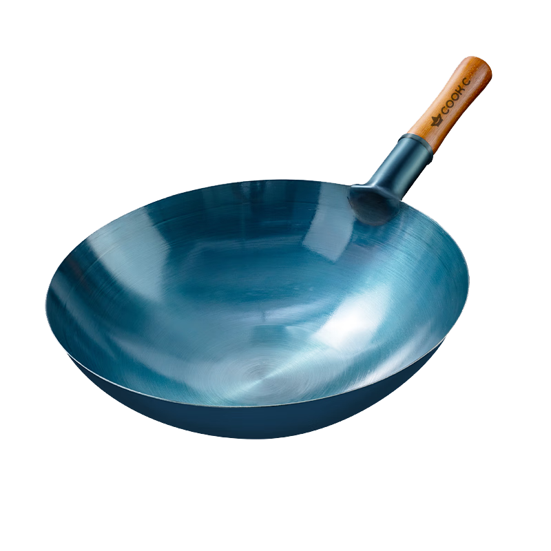 CHUI DA REN Hand-Forged Iron Wok Round Bottom Traditional Non-Coated Non-Stick Stir-Fry Pan Gas Stove Compatible No Lid 34cm