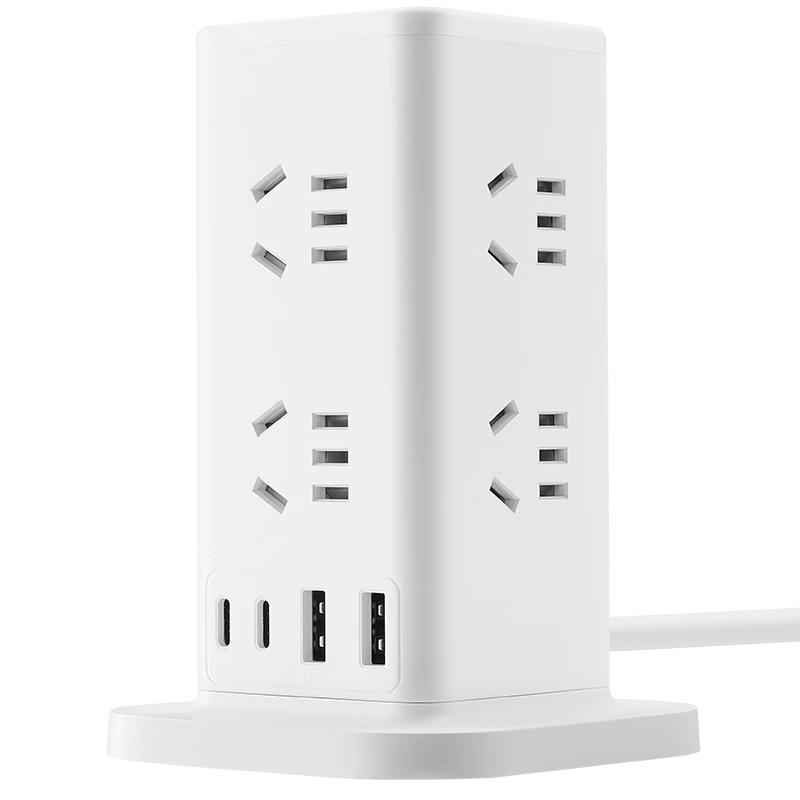 BULL 20W Fast Charging Floor Socket, Overload Protection Power Strip/USB Power Strip/Extension Cord/Power Bar with 8 Outlets And Master Switch, Total Length 1.6 Meters, GNV-UL1008U2, White