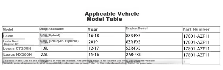 TOYOTA Original Air Filter, Only Suitable for Rear-Mounted Hybrid Leiling 1.8L (Excluding Dual Power E+) 2