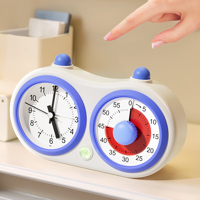 Qite Timer Learning Discipline Tool Student Alarm Clock Visual Countdown Dual Screen Time Management Children's Timer Birthday Gift for Primary School Students