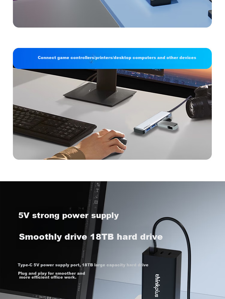 ThinkPad Lenovo USB Hub Adapter 3.0 Interface Converter HUB Adapter Laptop Expansion Dock USB Extension Cable USB Hub LA04B 1.5M Metal 6