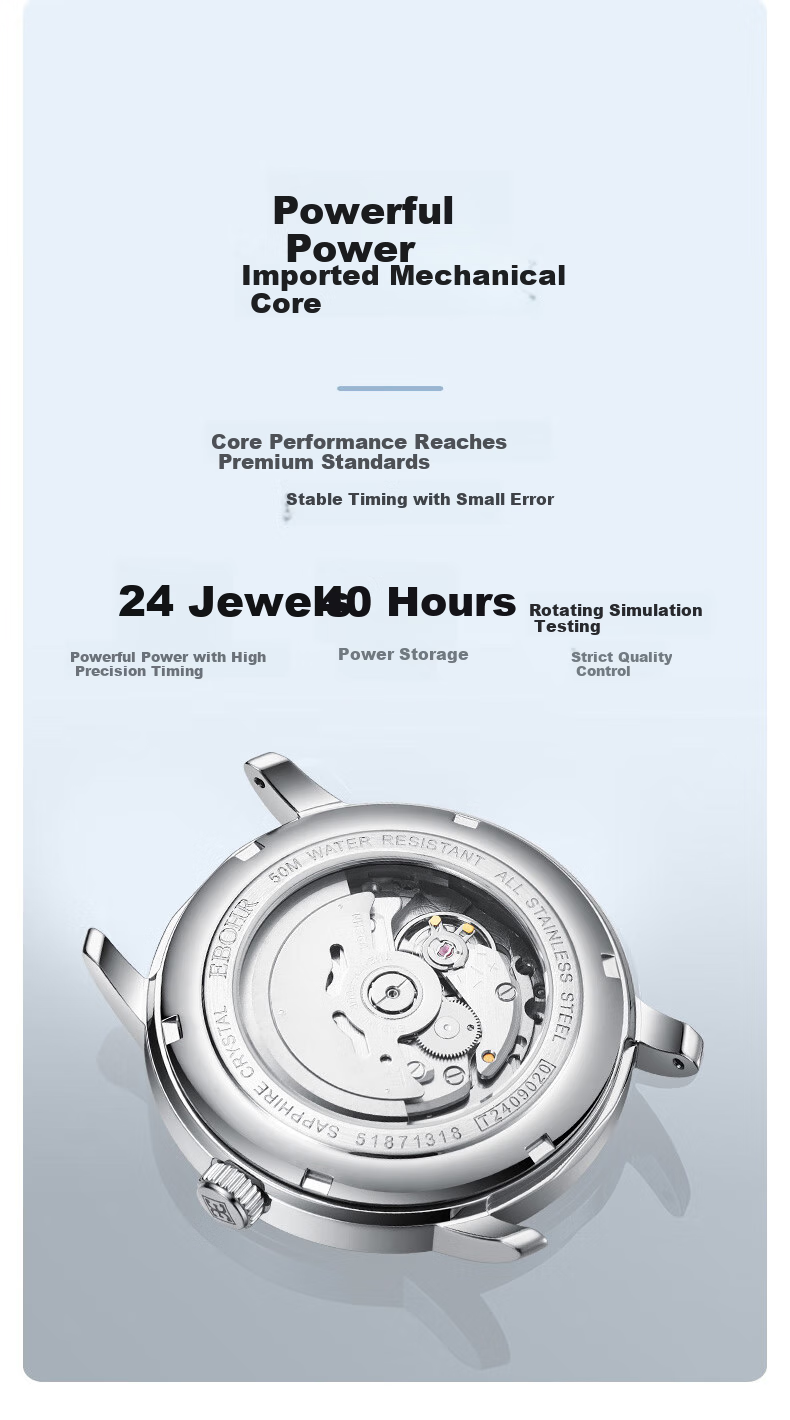 EBOHR Men's Watch, Master Series Automatic Mechanical Watch for Men, Gift for Boyfriend on Birthday Or Holiday, 51879318 8