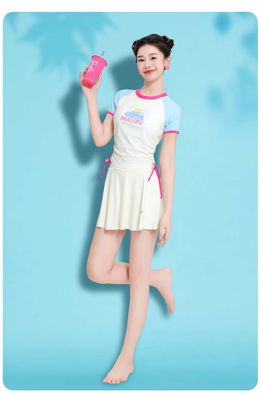 Barbie Swimsuit for Women, Tummy Control Slimming Two-Piece Skirted Stylish Sporty Conservative Beach Vacation Hot Spring Swimming Costume 9