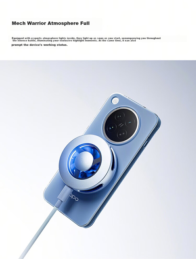 OPPO 27W Ice Wing Magnetic Cooling Back Clip, Sky Blue, Magnetic Design, Instant Cooling, Live Streaming And Gaming Essential, Compatible with OnePlus, Huawei, IPhone 17 Series AI 9
