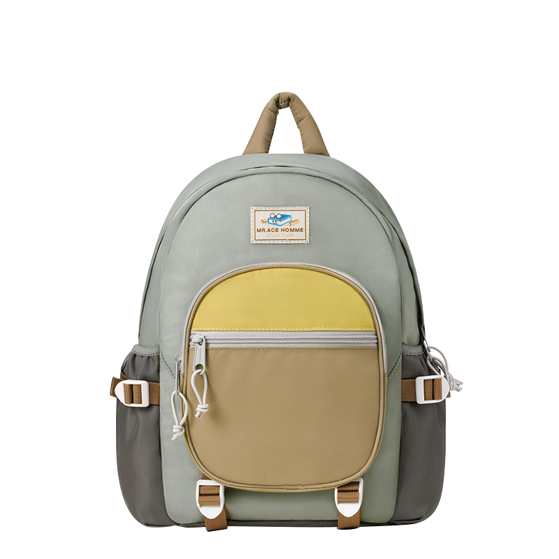 MR.ACE HOMME KIDS Kindergarten School Backpack Parent-Child Outdoor Travel Double Shoulder Bag Girl Grade 1 Student Oat Coconut Gray Size S