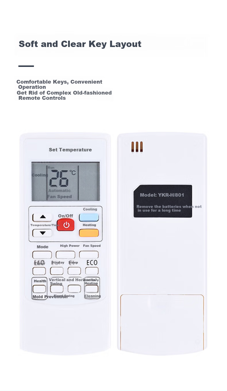 Beishi Universal Remote Control for AUX Air Conditioners, Compatible with Wall-Mounted Units, Floor-Standing Units, And Central Air Conditioning YKR-H/008 YKR-H/888 Backlit Version with Battery Included 2