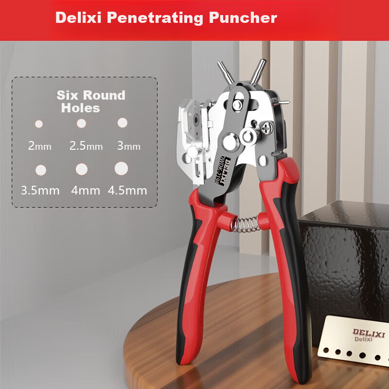 DELIXI Labor-Saving Belt Hole Puncher, Waist Belt Leather Accessory Bag Watch Strap Hole Puncher, Round Hole Punching Tool Hole Maker