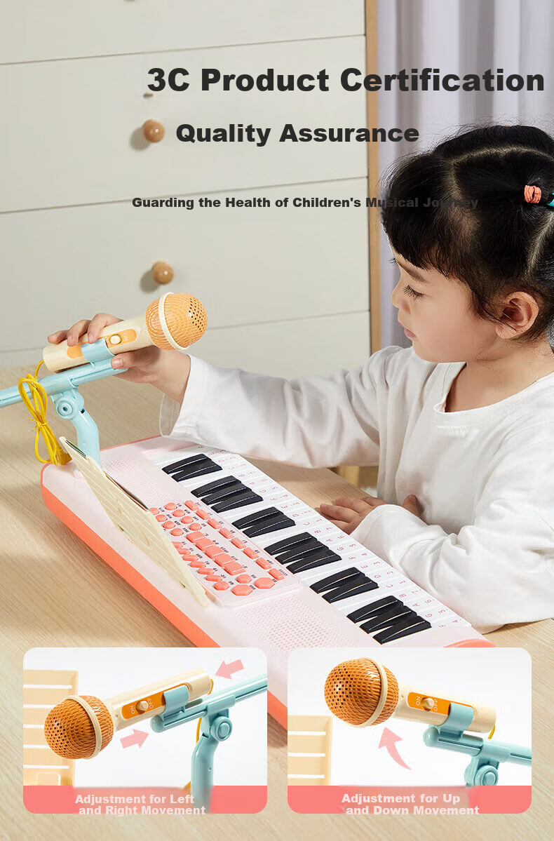 Leleyu 37-Key Electronic Keyboard, Children's Toy Instrument, Beginner Early Education with Microphone, Small Piano, Birthday Gift for Boys And Girls 16