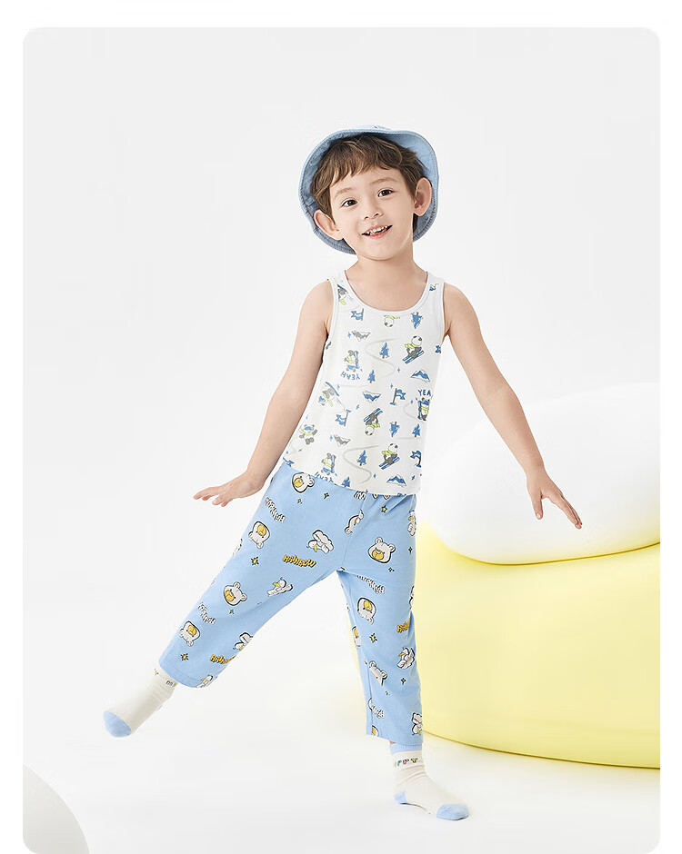 Balabala Kids Vest Boys Girls Base Shirt 2026 New Baby Pure Cotton Sleeveless 2-Pack Soft Skin-Friendly 34