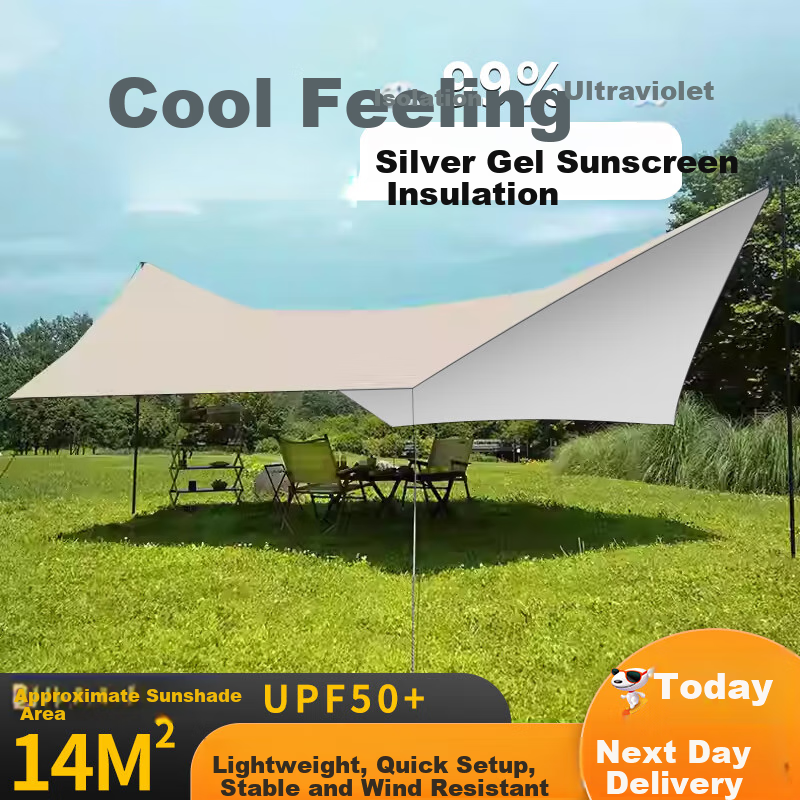 Beifute Outdoor Camping Silver-Coated Car Side Canopy Tent, Sunshade Shelter, Rainproof, Portable Picnic Equipment for 6-10 People