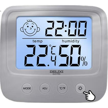 Термометр-гигрометр DELIXI ELECTRIC DM-1002 с подсветкой, электронный, цифровой, для детской комнаты, с индикатором настроения