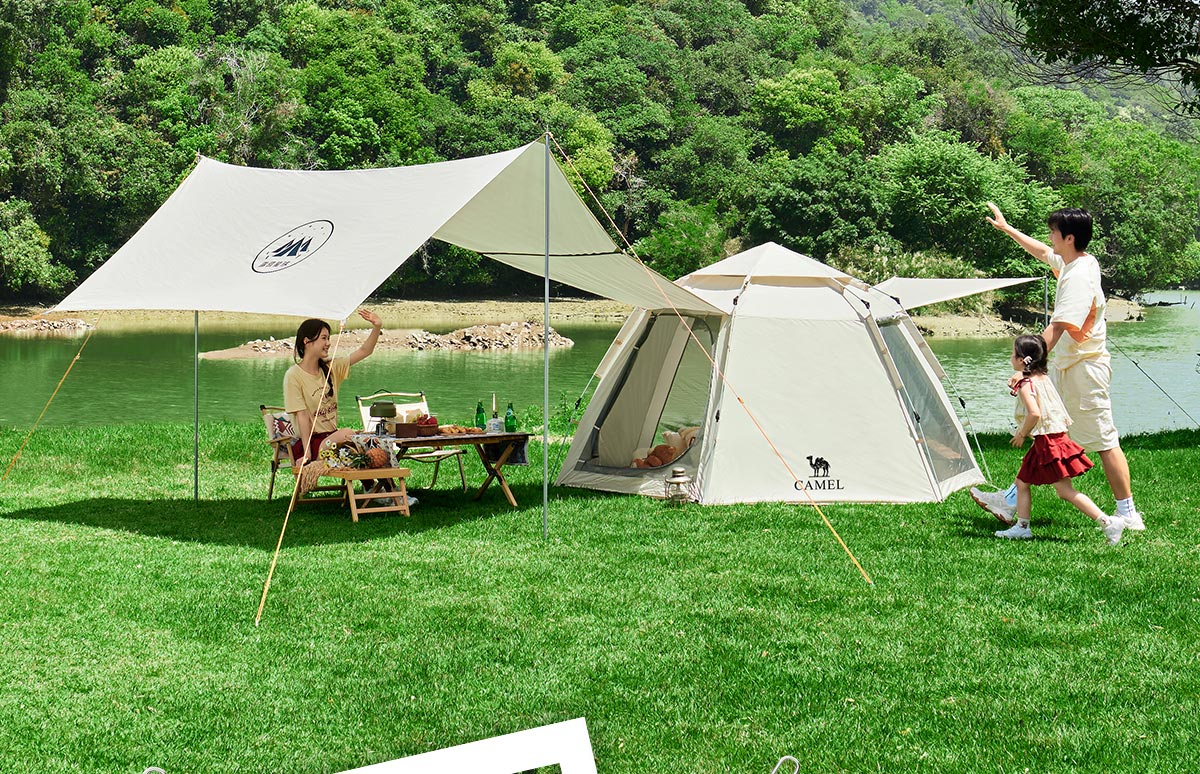 CAMEL X Outdoor Canopy Tent, Foldable Portable Hexagonal Camping Overnight Outdoor Camping Complete Set of Equipment 31