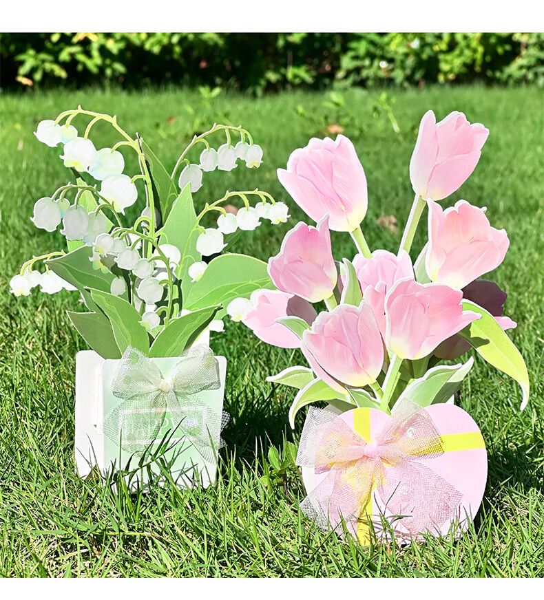 DiLe Birthday Gift for Teacher DIY Handmade Blooming Bouquet Kindergarten Primary School Creative 3D Pop-up Mom Greeting Card Postcard Single MJ-A665 Blue 6