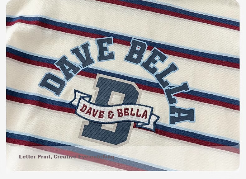 DAVE & BELLA Children's Long-Sleeve T-Shirt, Autumn Boys' Casual Cotton Top, Striped Undershirt 3