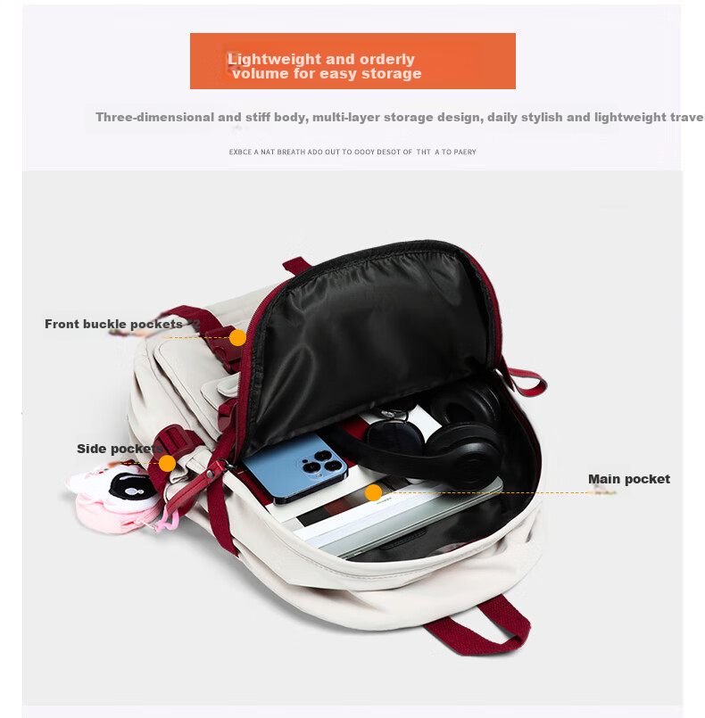 Aiqinghai Backpack for Women, Middle School And College Student Laptop Bag, Large Capacity Canvas Lightweight Casual Fashion Travel Backpack 3