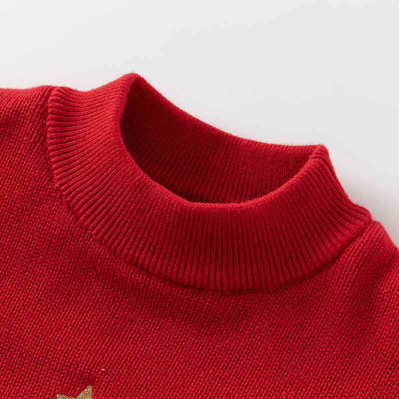 David Bella Girls' Fleece-Lined Red Knitted Sweater Thickened Winter Christmas New Year Dress