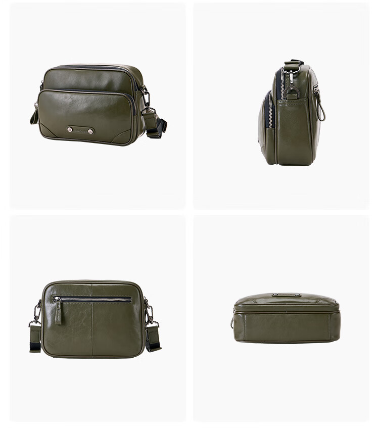 Hush Puppies Men's Vegetable-Tanned Leather Crossbody Bag, Business Casual Shoulder Bag, Birthday Gift for Boyfriend, Gree 3