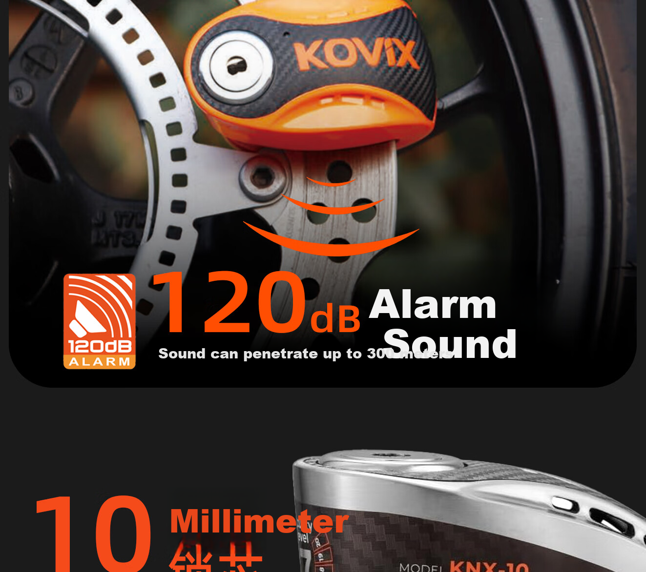 KOVIX KNX10 Motorcycle Disc Brake Lock, Alarm Lock, Mountain Bike Anti-Theft Lock, Electric Bike Lock, Waterproof Brake Disc, Scooter Lock 6