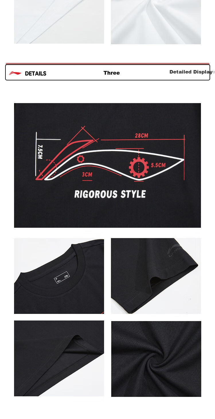 LI-NING Men's Summer Breathable Comfortable Casual Crew Neck Short Sleeve T-Shirt Fashion Casual Versatile Classic Sports Tee 7
