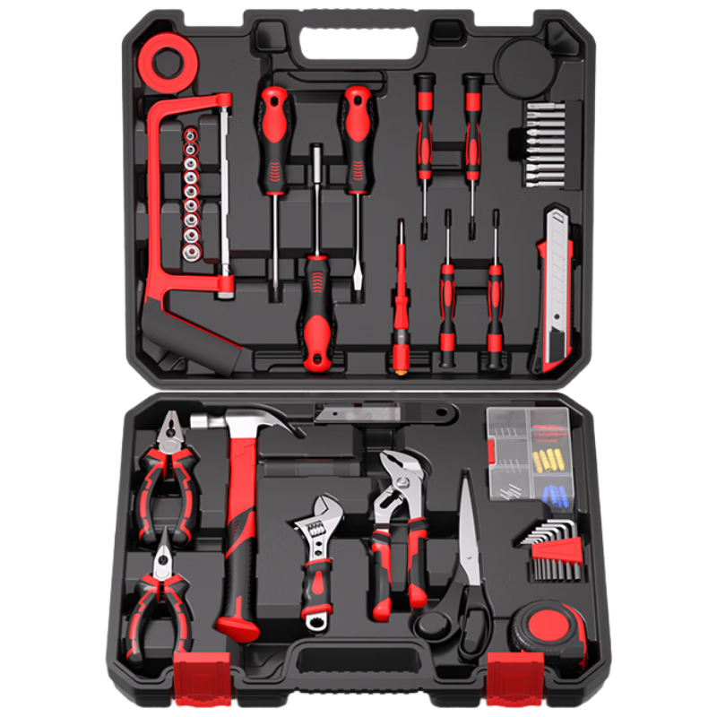 DELIXI Household Toolbox Set Electrician Carpenter Telecom Maintenance Hardware Manual Tools 50-Piece Set