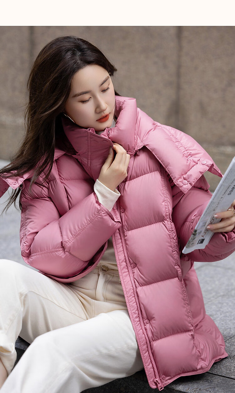 Dme Dopamine Cloud Puff Winter Warm Scarf 90% Duck Down Drawstring Short Women's Down Jacket 7