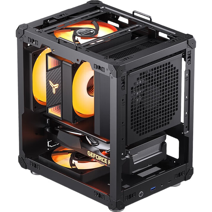 Корпус JONSBO C6 ITX Черный, Mini-ITX, ATX БП, 4 сетчатые панели, 3 вентилятора, Type-C