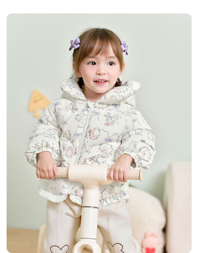 BALABALA Children's down Jacket, Girls' Winter Thickened Coat, Warm Baby Outerwear, Nordic Style Baby Girl 6