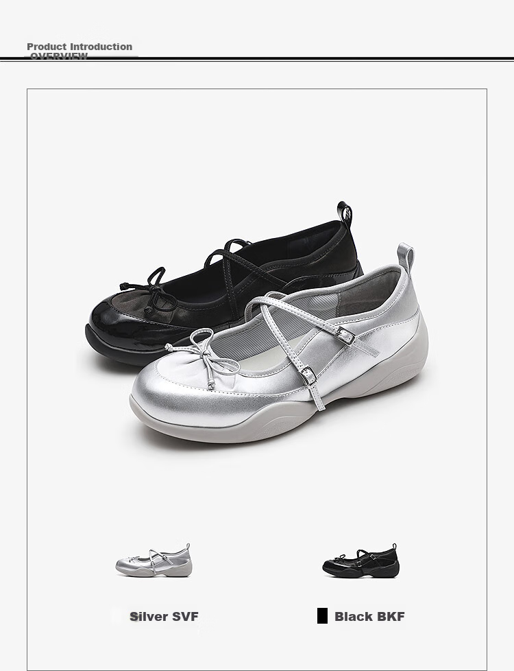 Le Saunda [Galaxy Ballet] Slip-On Mary Jane Shoes for Women, Casual Flats, Style 5M47102, Silver SVF, Size 39 5