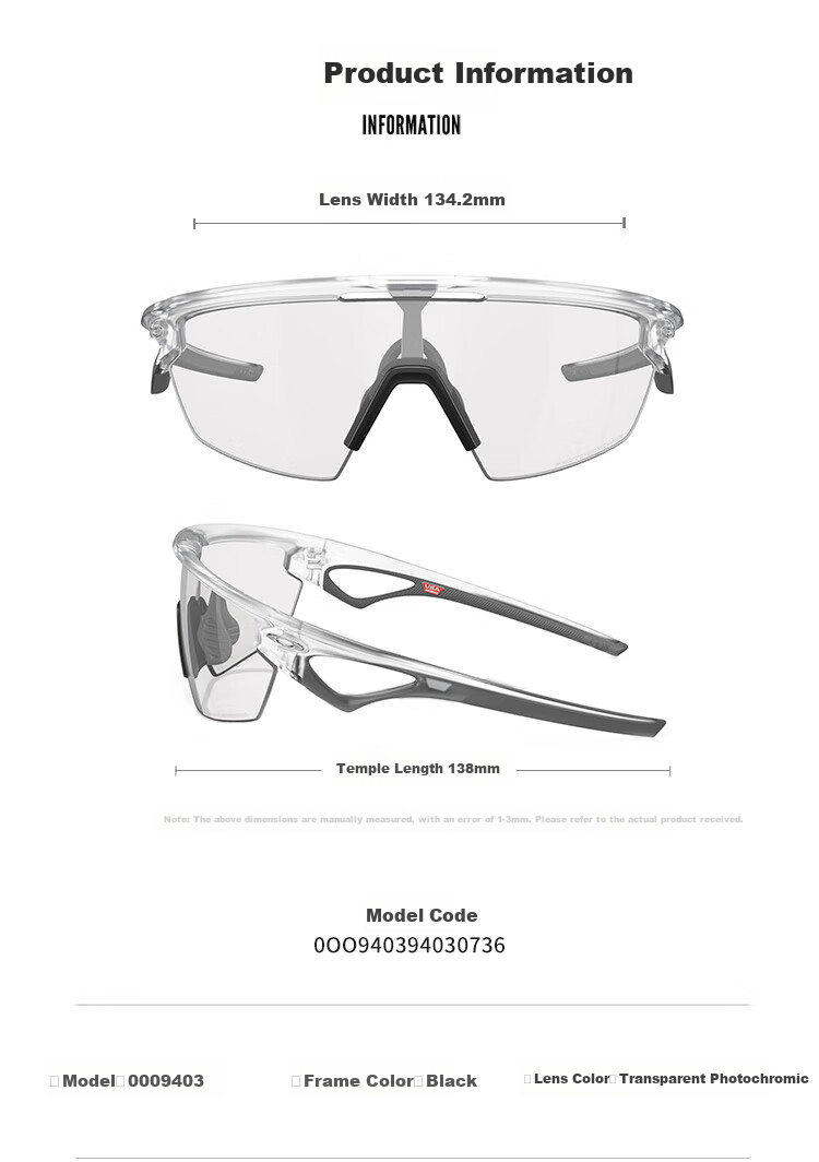 OAKLEY Outdoor Cycling Sports Glasses, Sunglasses, Goggles SPHAERA 9403-07 1