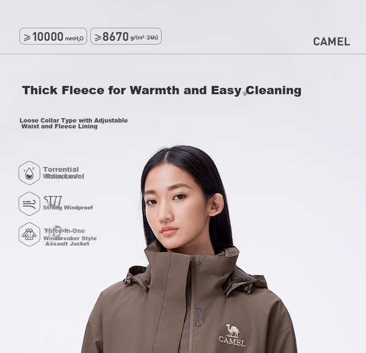 CAMEL Outdoor Three-In Jacket for Men And Women, Autumn And Winter New Fleece Inner Layer, Windproof And Waterproof Coat, Mountaineering Wear 1