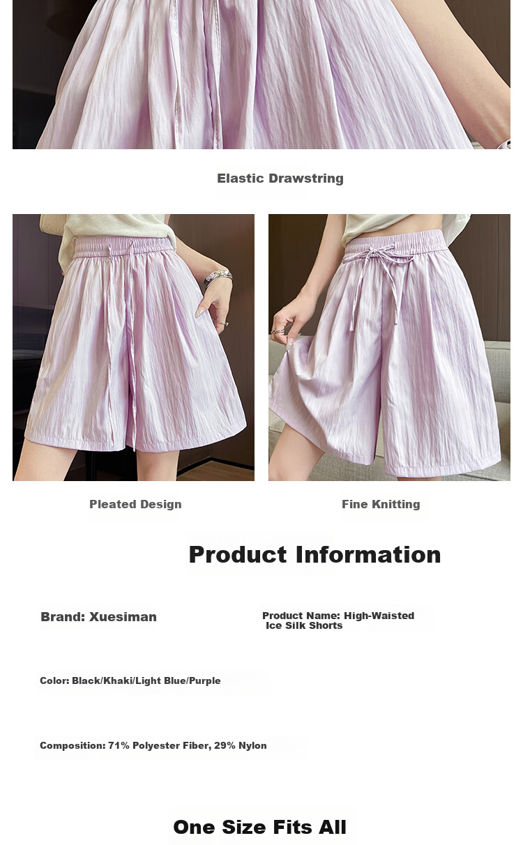 XUEXIMAN Ice Silk Quick-Dry Yamamoto Shorts for Women, Summer 2025 New Style, Loose-Fitting, Knee-Length, High-Waisted, Slimming Wide-Leg Sports Pants 9