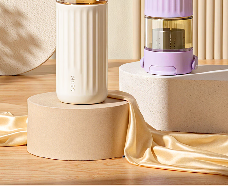 Germ Tea Separation Glass Cup for Women High-Value Floral Tea Water Cup Office Brewing Tea Cup Gift Cup 500ML Purple 2