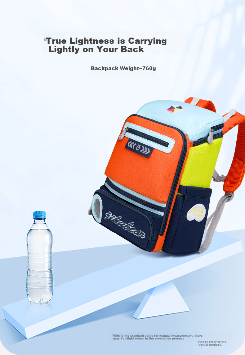 Jihuxiong Backpack for Primary School Students, Boys And Girls in Grades 1-3, Large Capacity, Lightweight, Spine-Protecting Children's Double Shoulder Bag 16