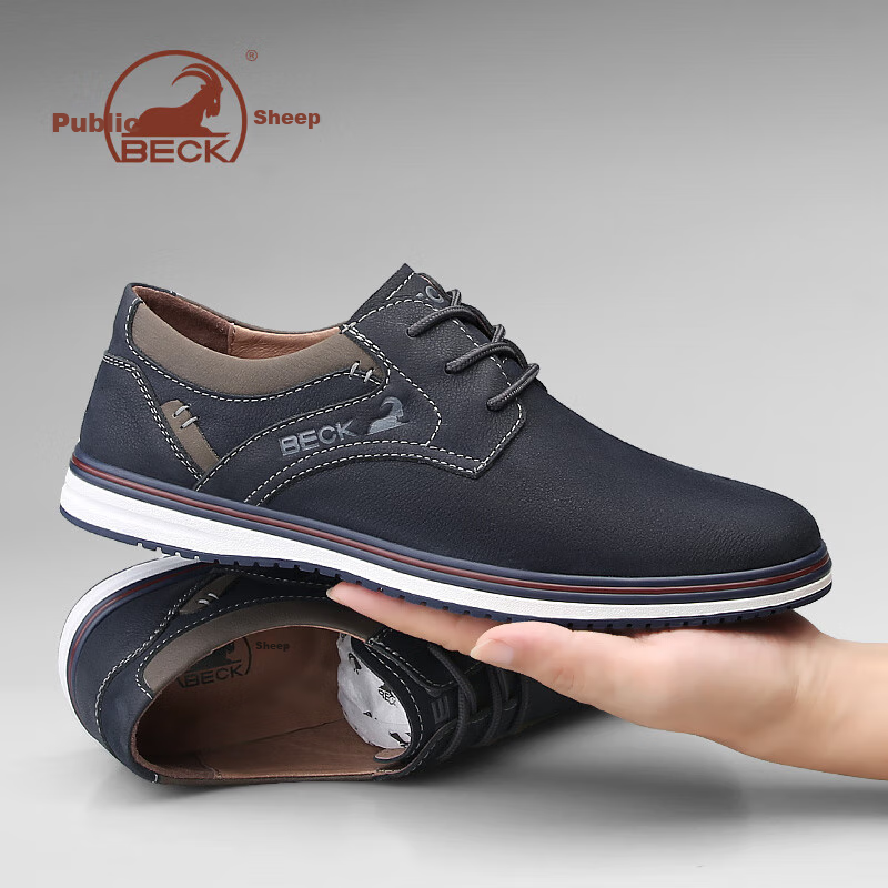 Gongyang Casual Leather Shoes for Men, Spring And Summer Men's Shoes, Business Casual Shoes, Commuter Work Shoes, Blue, Size 41