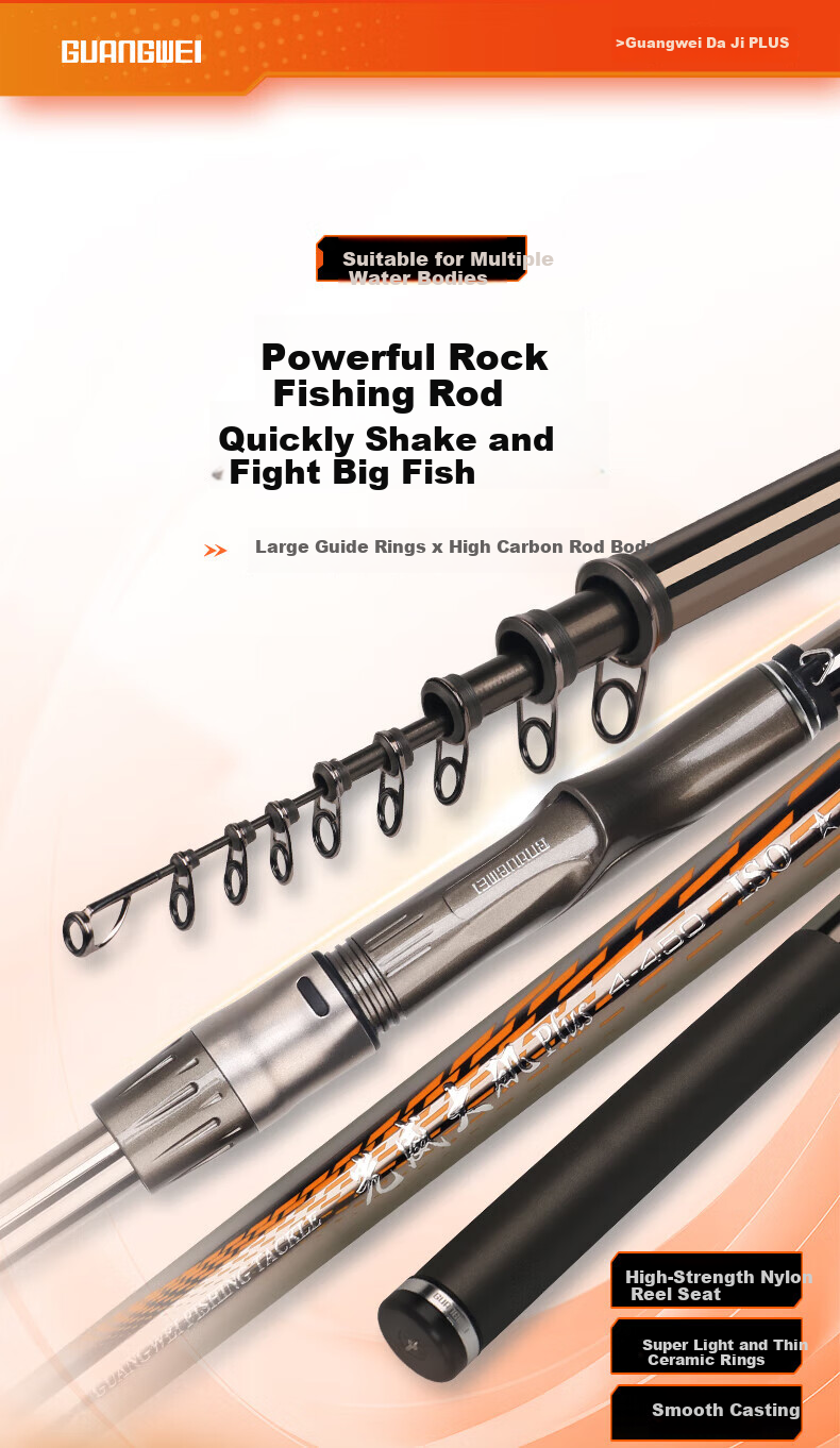 GW 3.9m No. 4 Big Rock PLUS Fishing Rod Set with Large Guide Rings, Sliding Float, Rock Fishing Rod, Hand-Held And Sea Dual-Use Fishing Rod 1