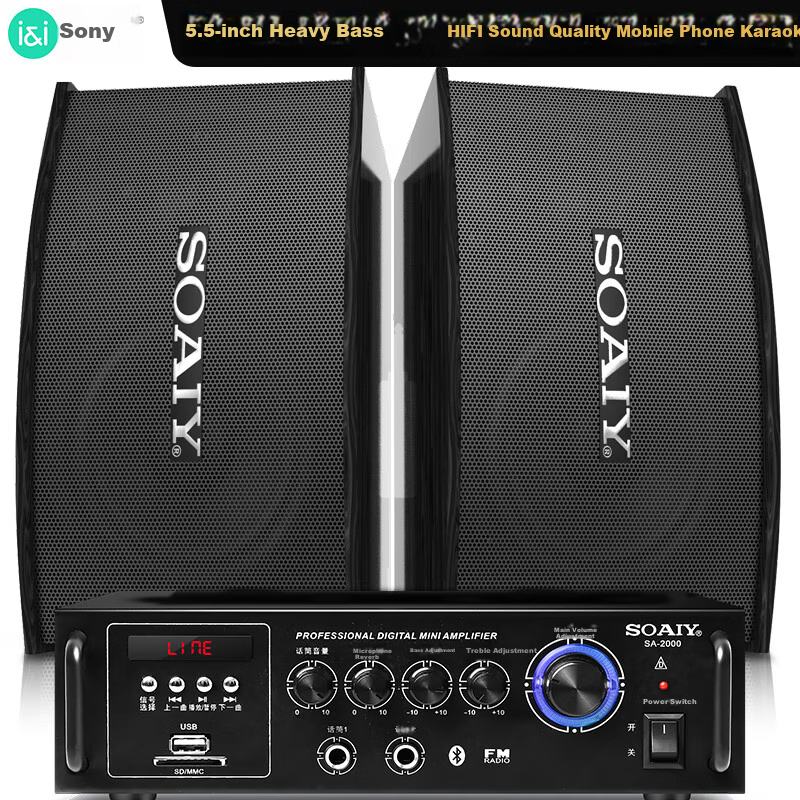 Soaiy 5.5-Inch KTV Sound System Set, Home Karaoke Bluetooth Amplifier, Home Theater Singing Equipment, Conference Room Commercial Store Training Professional Amplifier Speaker Combinatio