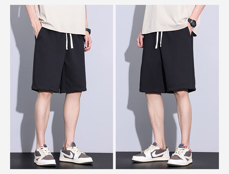 Yipintiancheng 2025 Summer Heavyweight Sports Shorts, Comfortable Solid Color Knee-Length Pants, Large Size Loose Versatile Trendy Casual Mid-Length Shorts 1