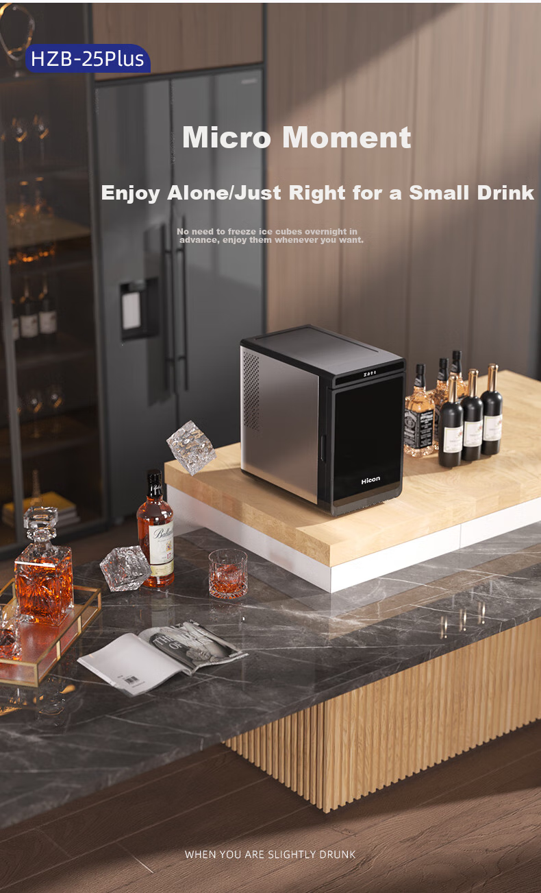 Hicon Ice Maker, Compact for Home And Commercial Use, Bar Cocktail Machine, Automatic Ice Maker for Office, Large Square Ice Plus Whiskey Solid Ice Cubes 6