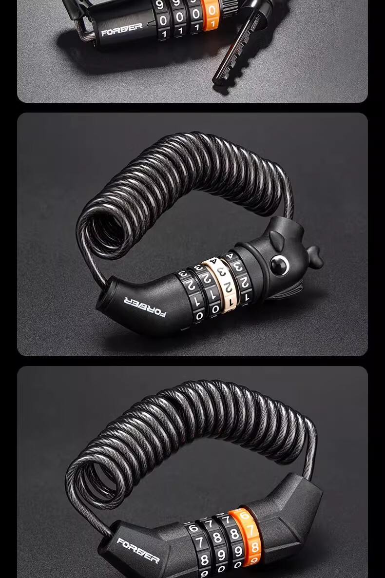 Forever Helmet Lock Bicycle Lock Electric Motorcycle Children's Combination Lock Mountain Road Bike Luggage Anti-theft Lock Black Pink 17