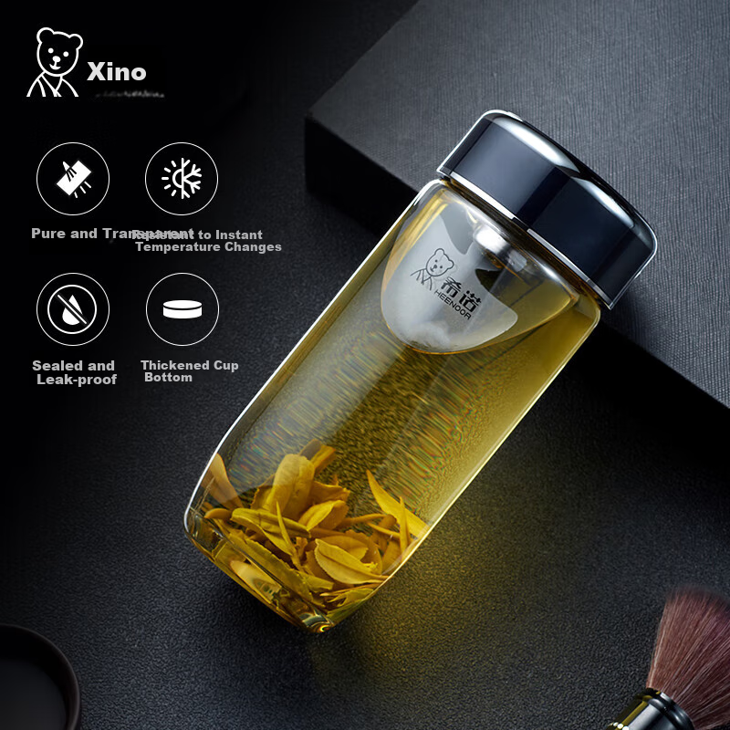 Heenoor Single-Layer Glass Cup for Men, Home And Office Use, Tea Infuser Mug, Car Water Bottle XN-7717 Purple 500mL